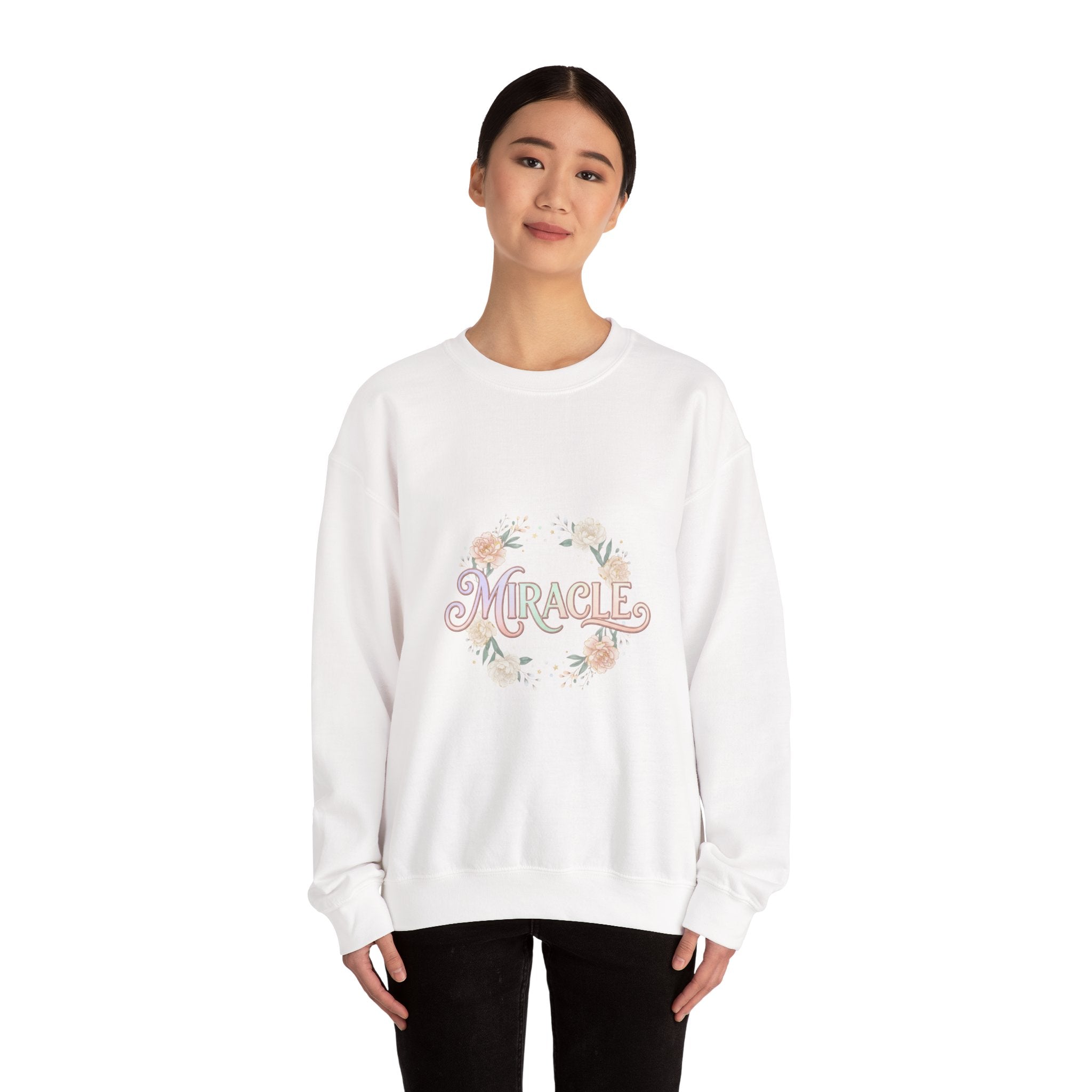 Miracle serif script Sweatshirt | Lucky Era aesthetic, pastel glitter motif