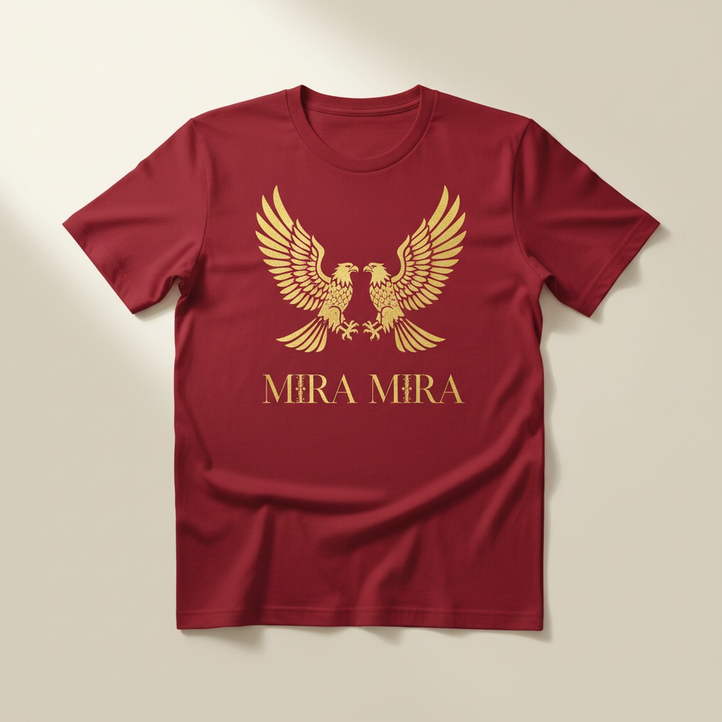 M.M.S Unisex Tee with 2 Gold Eagles Clardinal