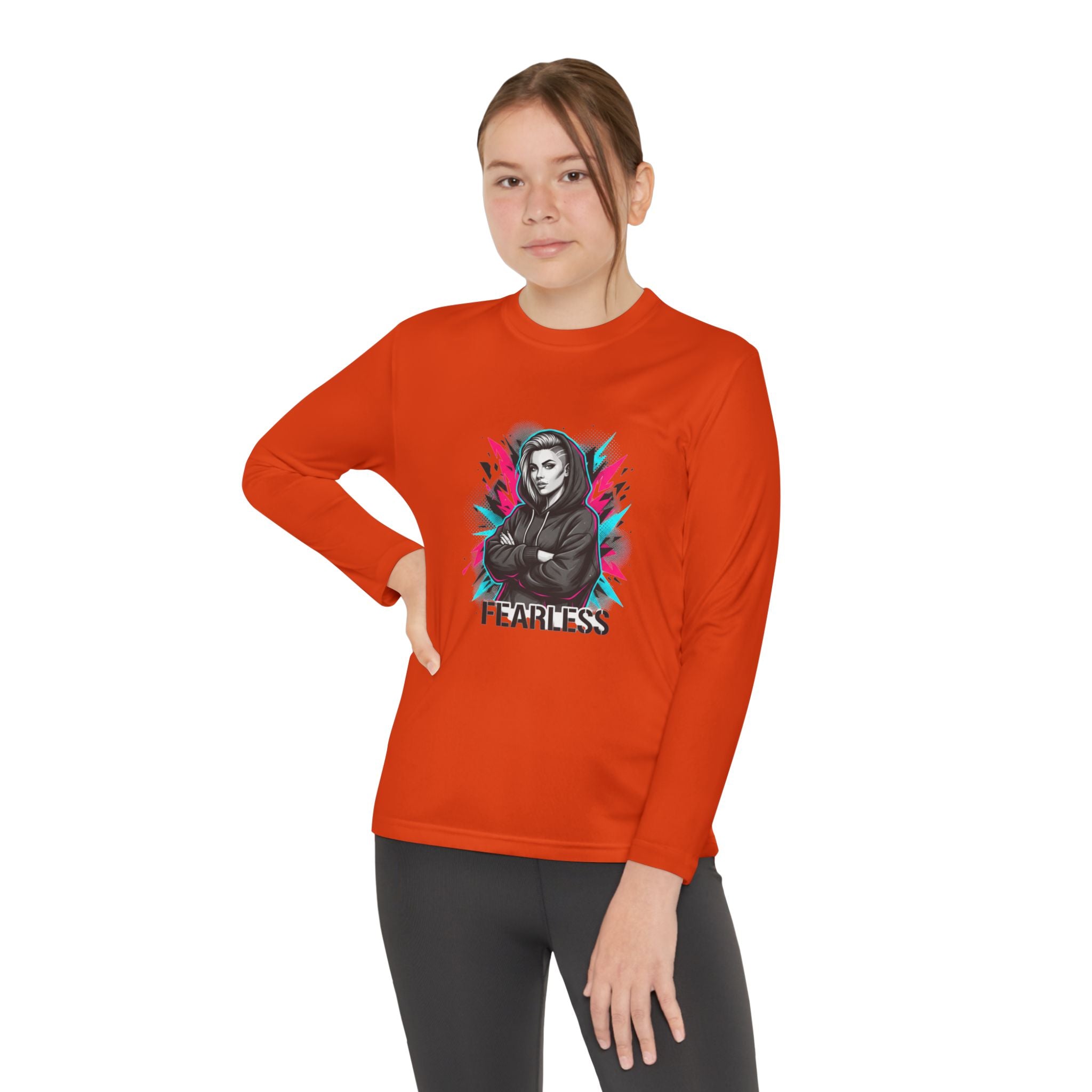 Youth Long Sleeve Tee — Fearless Graphic Hoodie-Style Portrait