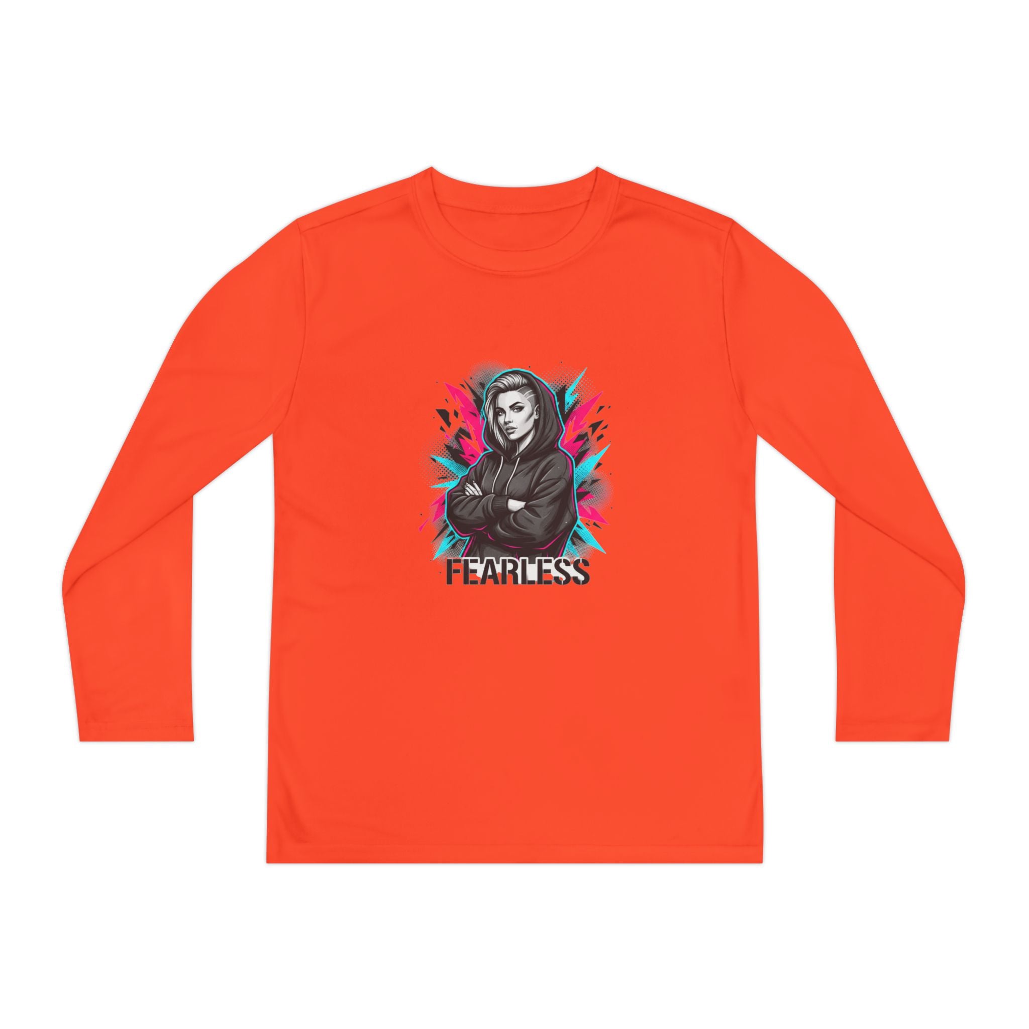 Youth Long Sleeve Tee — Fearless Graphic Hoodie-Style Portrait