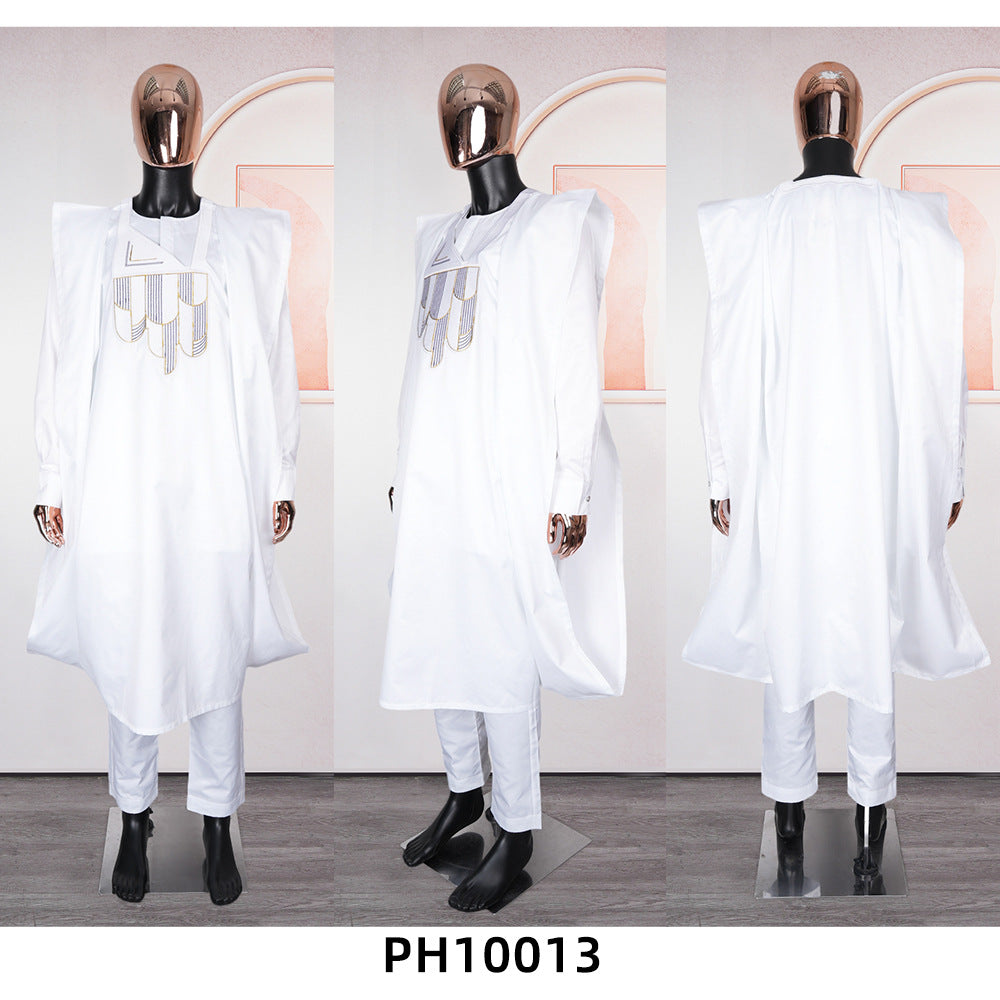 MIRA MIRA African 3-Piece Set – Embroidered Robe &amp; Pants
