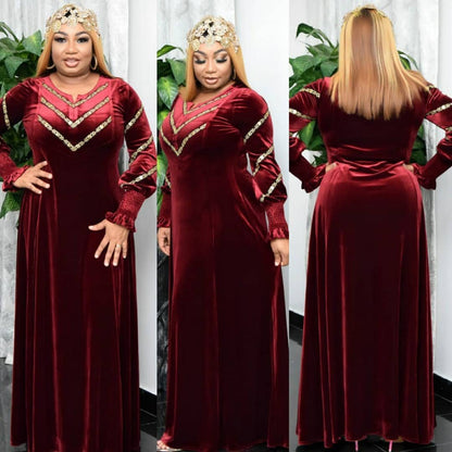 "MIRA MIRA" African Ethnic Clothing And Dress Gold Velvet Heavy Industry Ironing