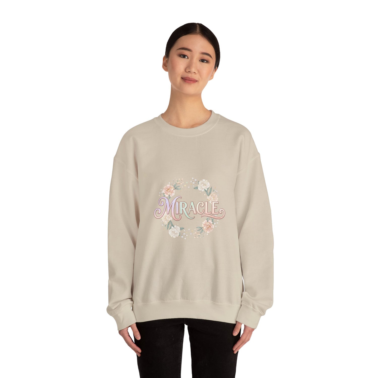 Miracle serif script Sweatshirt | Lucky Era aesthetic, pastel glitter motif
