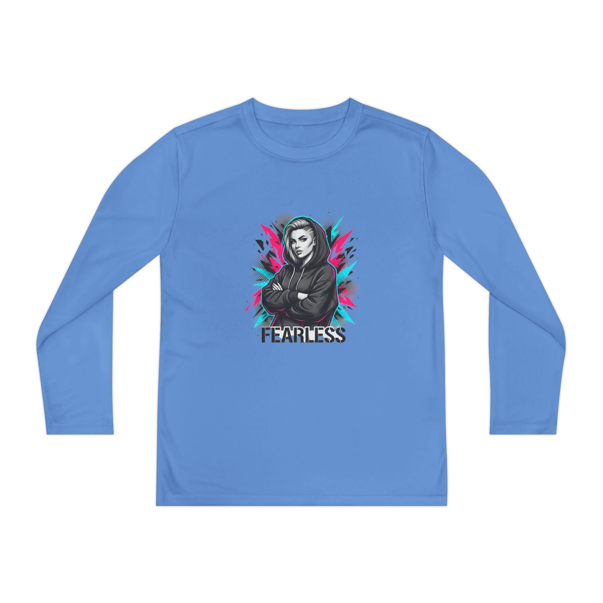 Youth Long Sleeve Tee — Fearless Graphic Hoodie-Style Portrait