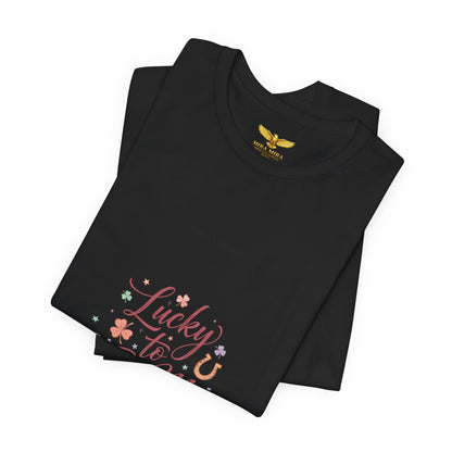 Lucky to Be Me Tee | Lucky Era shirt, glitter script graphic