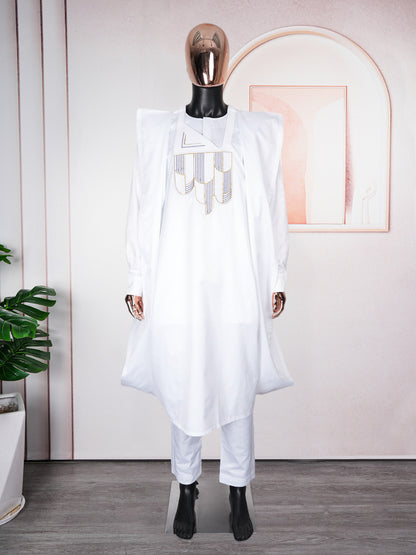 MIRA MIRA African 3-Piece Set – Embroidered Robe &amp; Pants
