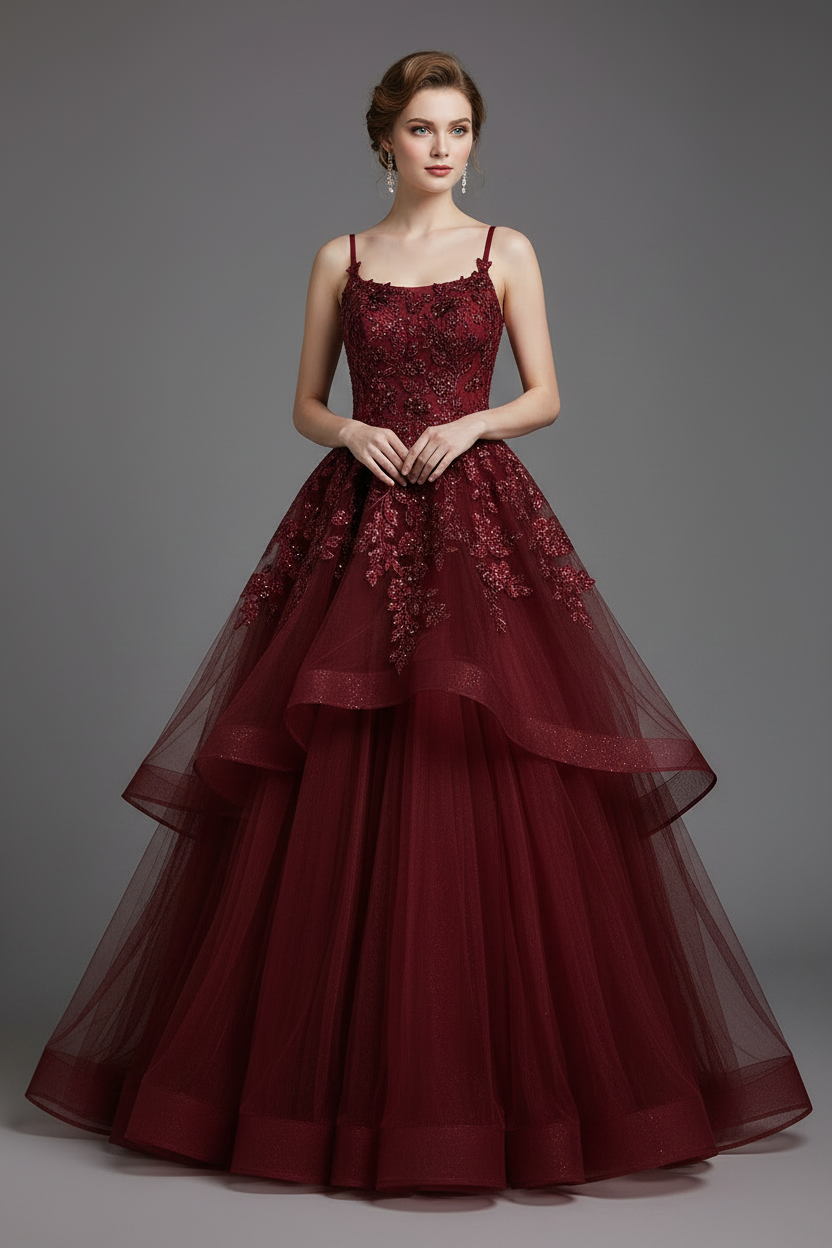 Burgundy Ball Gown