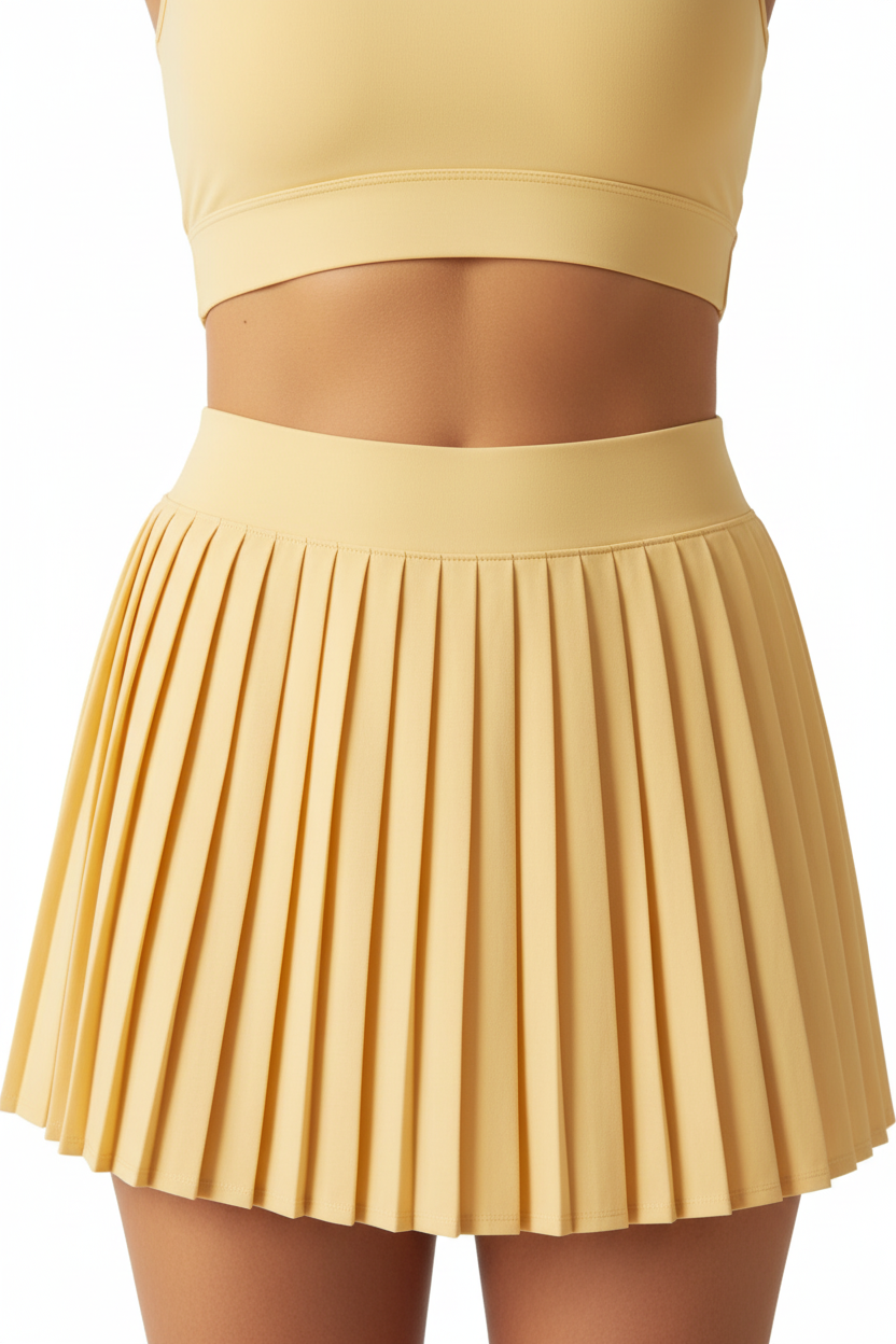 "MIRA MIRA"White Racerback Crop Top &amp; Pleated Skirt Set"(MIRACLE&