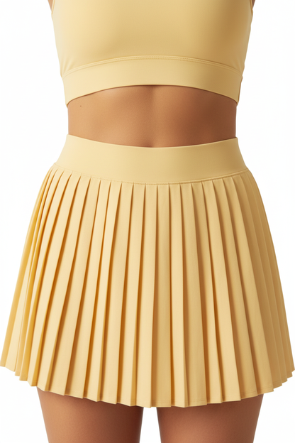"MIRA MIRA"White Racerback Crop Top &amp; Pleated Skirt Set"(MIRACLE&