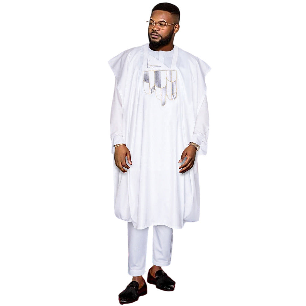 MIRA MIRA African 3-Piece Set – Embroidered Robe &amp; Pants