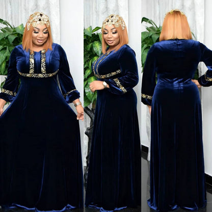 "MIRA MIRA" African Ethnic Clothing And Dress Gold Velvet Heavy Industry Ironing