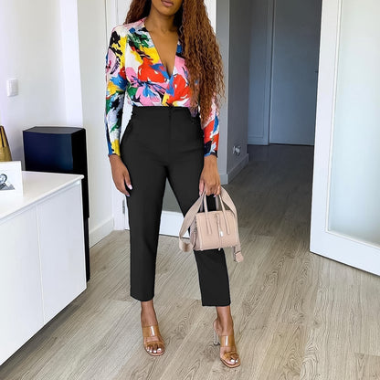 MIRA MIRA Plus Size African High Waist Suit Pants