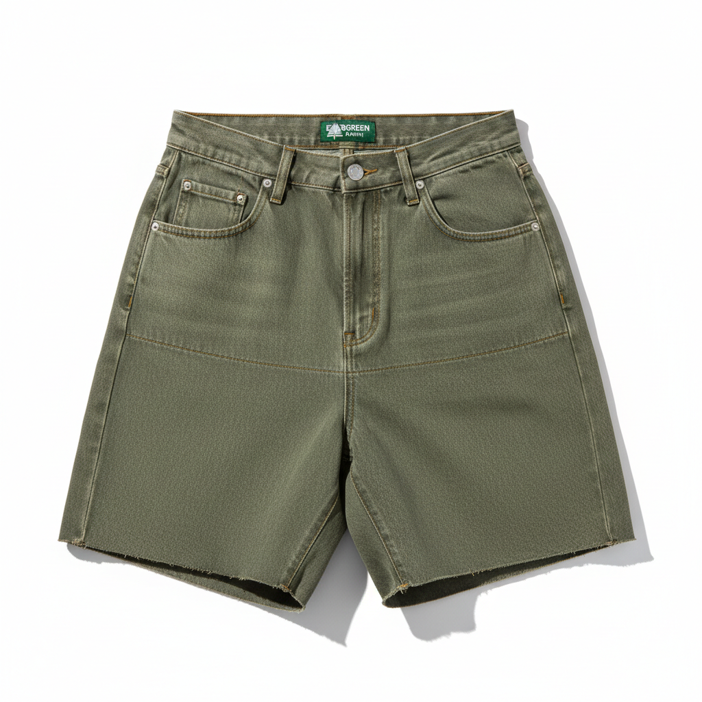 Green jorts front
