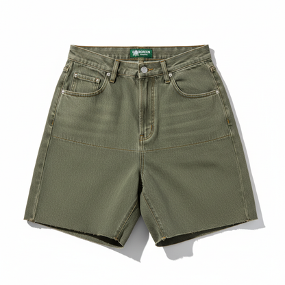 Green jorts front
