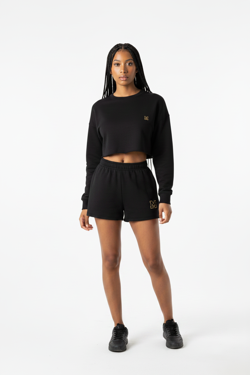 "MIRA MIRA" Crop Sweatshirt &amp; Shorts Set"(MIRACLE&