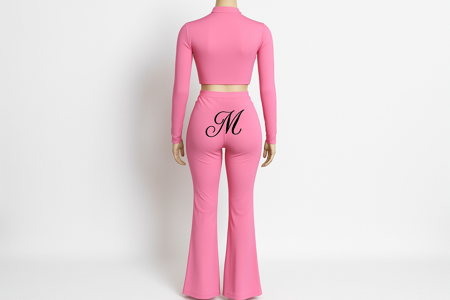 "MIRA MIRA"PINK TWO-PIECE OUFFIT WITH CURSIVE M DEGSIGNS "(MIRACLE&