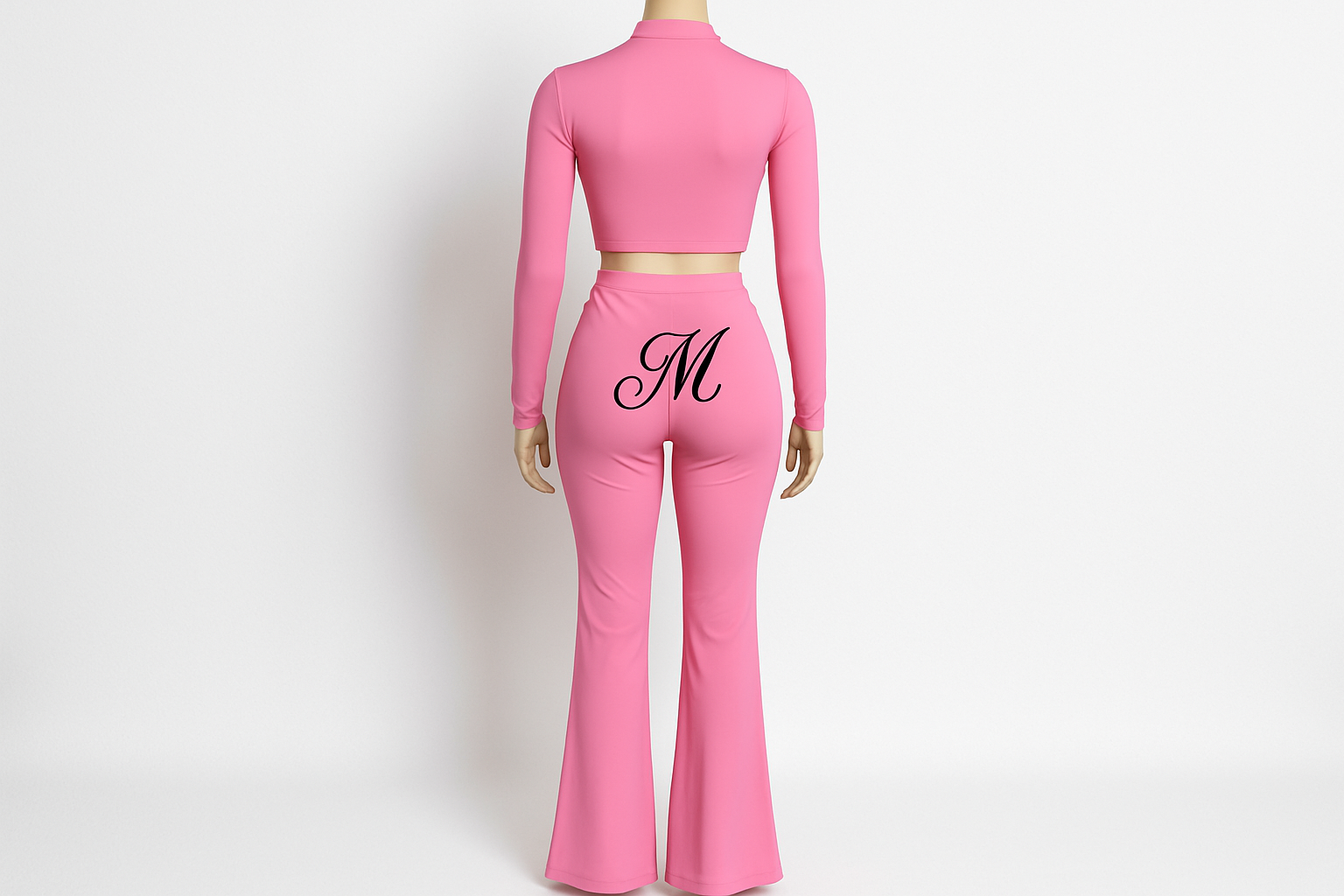 "MIRA MIRA"PINK TWO-PIECE OUFFIT WITH CURSIVE M DEGSIGNS "(MIRACLE&