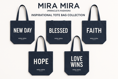 "MIRA MIRA" Inspirational Bible Verse Tote Bags "(MIRACLE"S FASHION)"