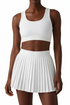 MIRA White Tennis Set – Racerback Crop Top and Pleated Skirt