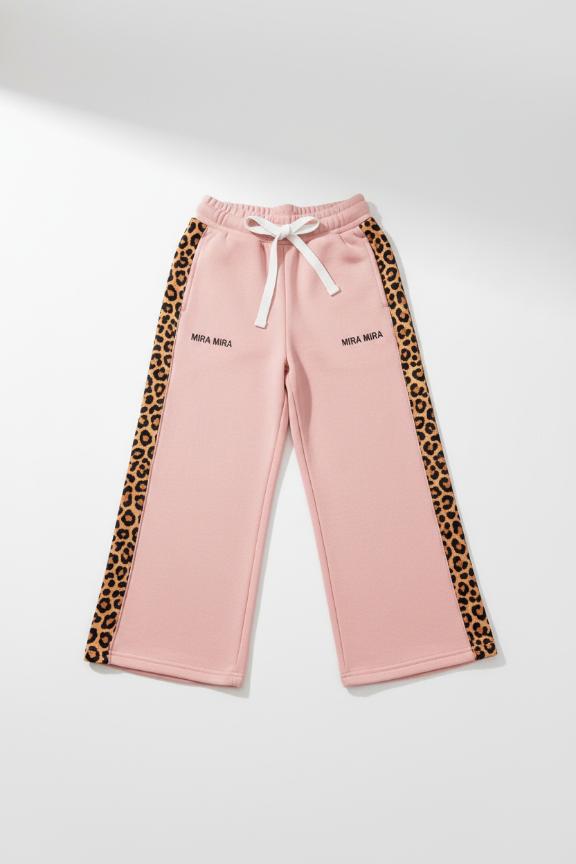 MIRA MIRA Girls Wide Leg Cheetah Print Sweatpants