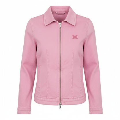 Pink denim zip-up jacket